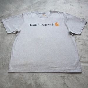 Carhartt K195 Logo Crewneck Shirt Mens Extra Large Grey Black Short Sleeve Tee